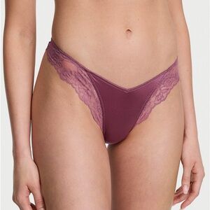 NWT Victoria secret rose lace-trim high-leg thong panty